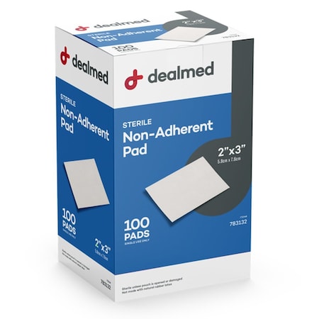Dealmed Gauze Pad, Sterile, Non-Adherent 2" X 3", 100/Bx, 12/Cs, 1200PK 783132